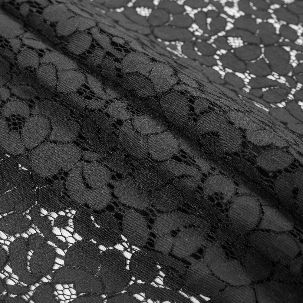 Graystone and Navy Floral Cotton Lace - Folded