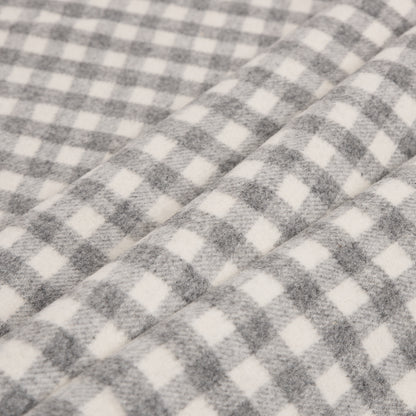 Gray/Off-White Checkered Brushed Wool Coating w/ Gray Fleece Backing Folded