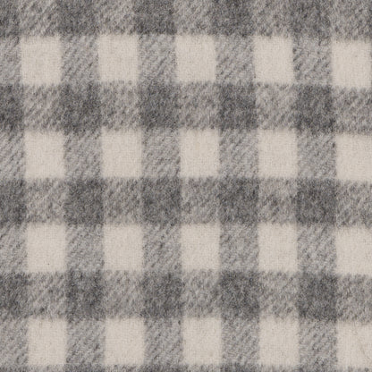 Gray/Off-White Checkered Brushed Wool Coating w/ Gray Fleece Backing Detail