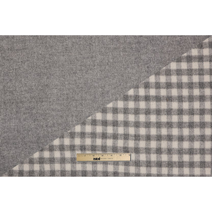 Gray/Off-White Checkered Brushed Wool Coating w/ Gray Fleece Backing Full