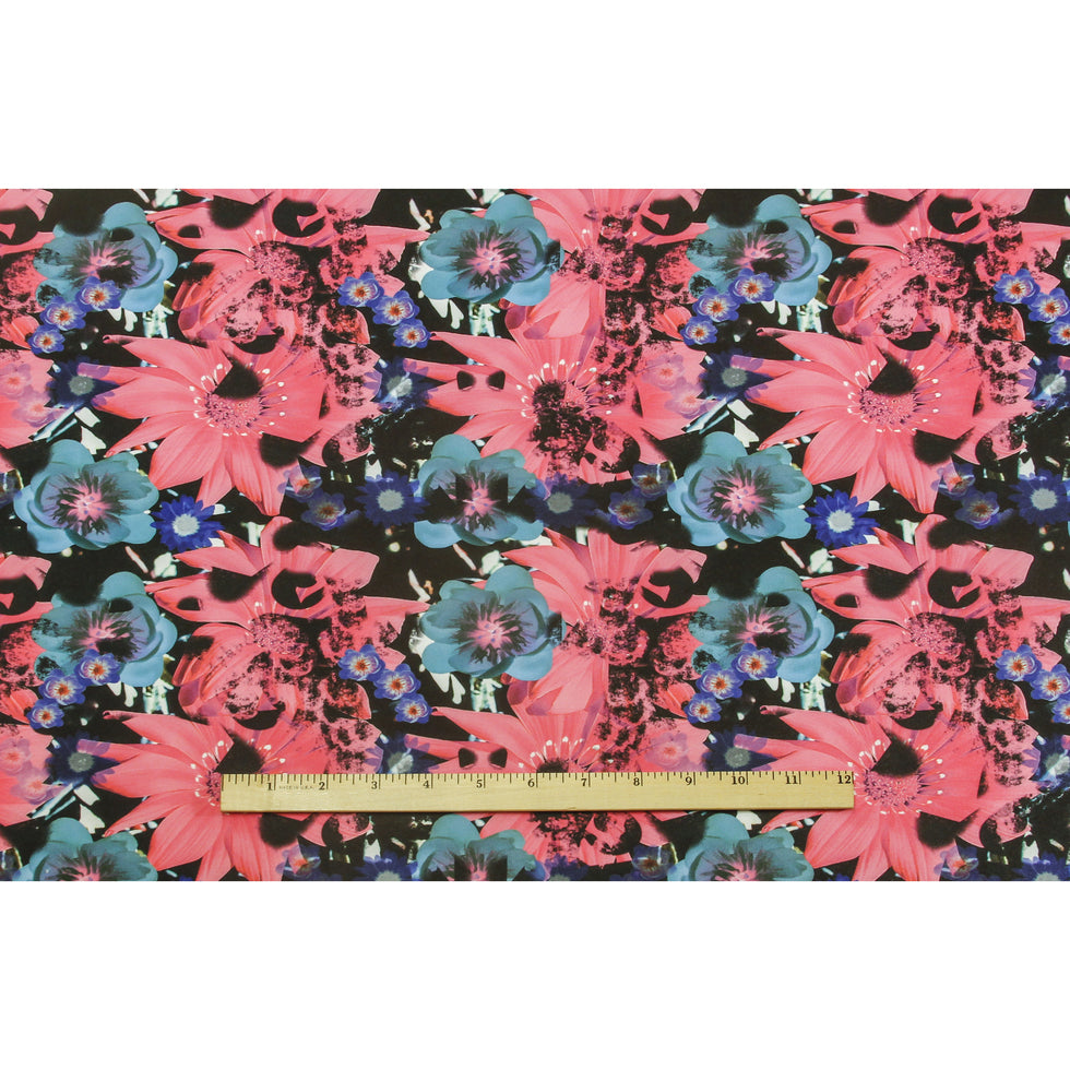 Pink/Green Collaged Floral Digitally Printed Stretch Neoprene/Scuba Knit Full