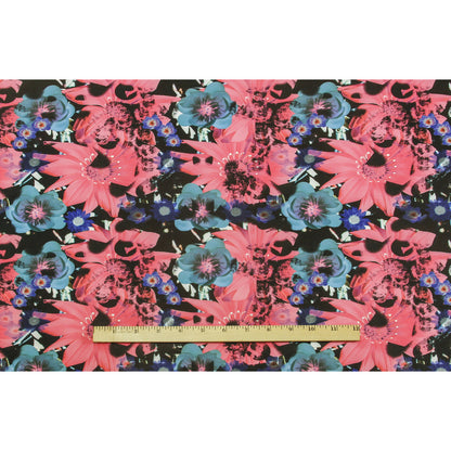 Pink/Green Collaged Floral Digitally Printed Stretch Neoprene/Scuba Knit Full