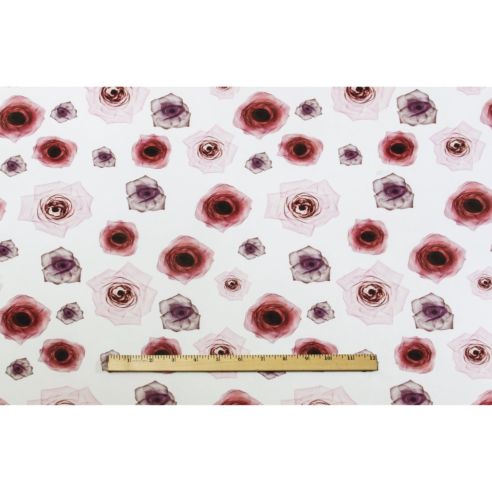 Pink X-Ray Roses Digitally Printed on Stretch Neoprene/Scuba Knit - Folded