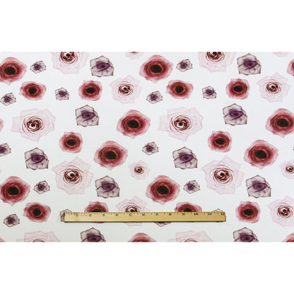 Pink X-Ray Roses Digitally Printed on Stretch Neoprene/Scuba Knit - Folded