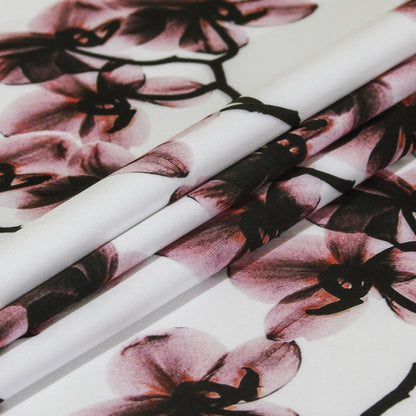 Pink X-Ray Roses Digitally Printed on Stretch Neoprene/Scuba Knit - Detail