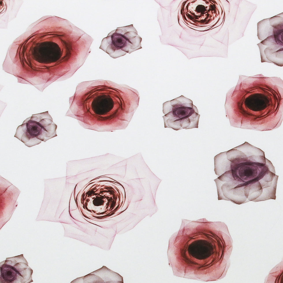 Pink X-Ray Roses Digitally Printed on Stretch Neoprene/Scuba Knit - Full