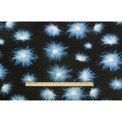 Blue/Black X-Ray Floral Digitally Printed Stretch Neoprene/Scuba Knit Full