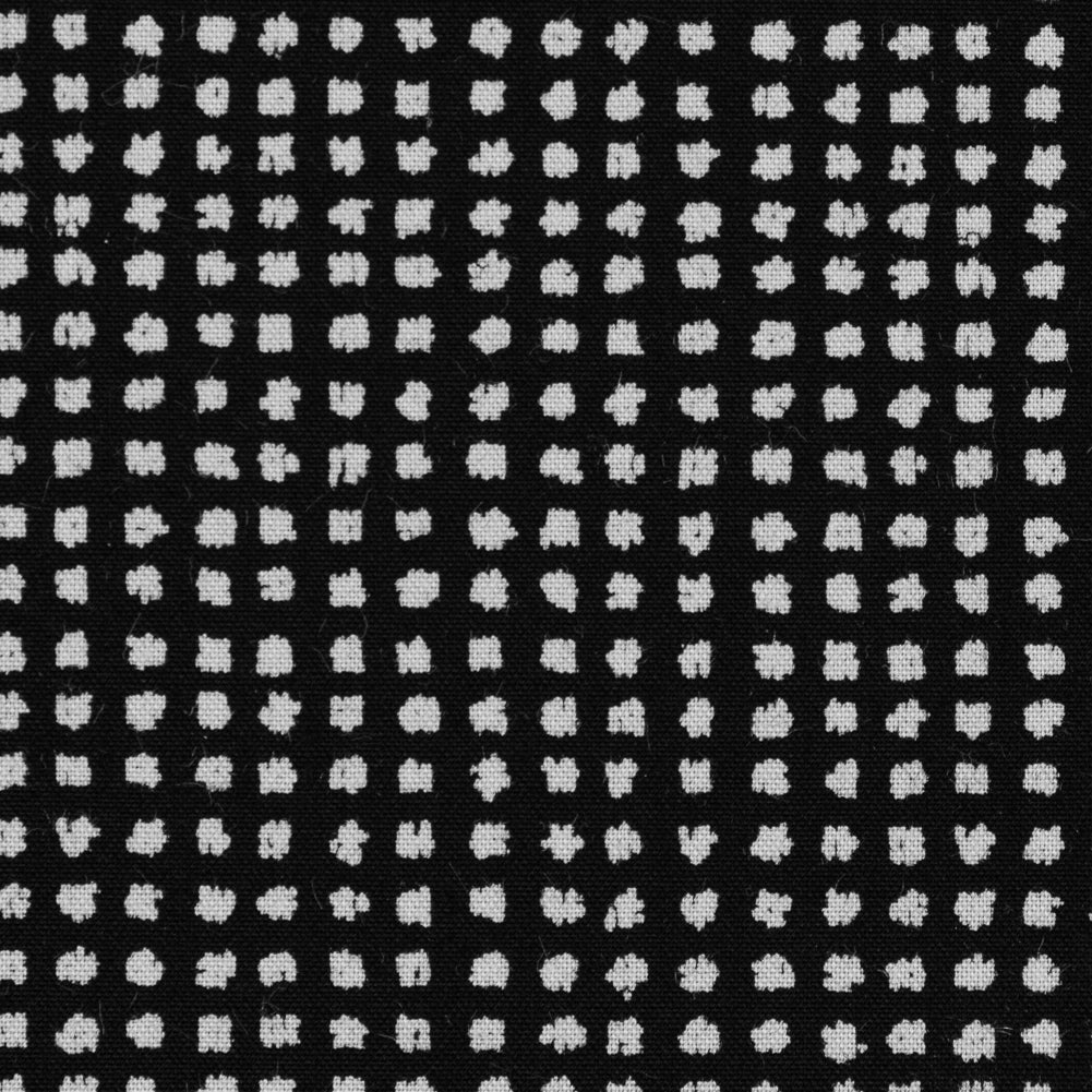Black and White Spotted Cotton Poplin - Detail