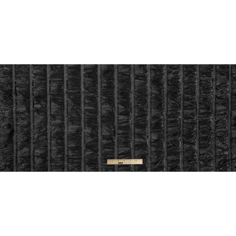 Black Metallic Eyelash Fringed Novelty Woven Full
