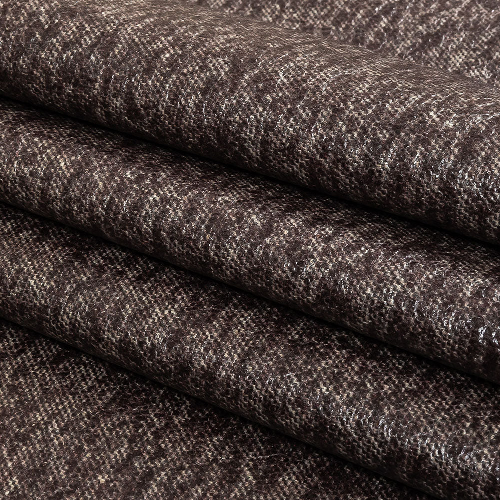 Heathered Fig Laminated Wool Tweed Folded