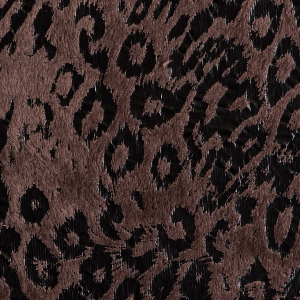 Deep Taupe Leopard Printed Faux Fur