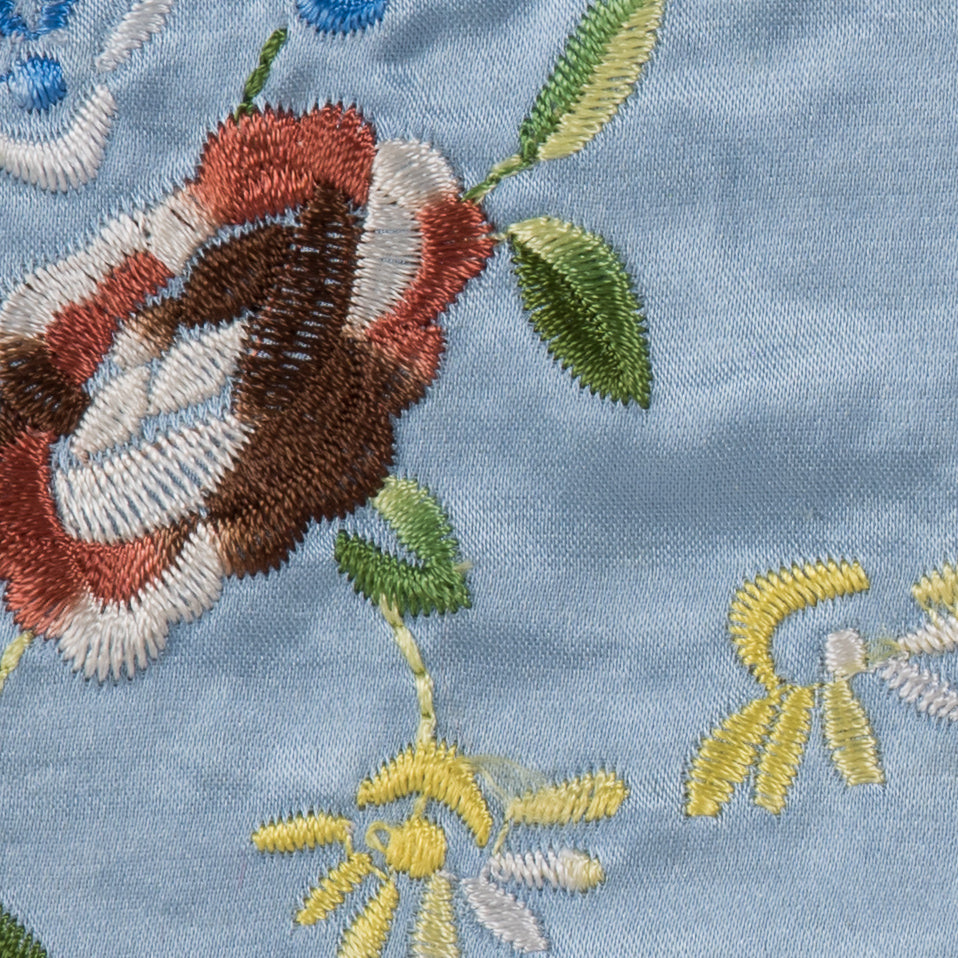 Powder Blue Floral Embroidered Silk Woven Detail