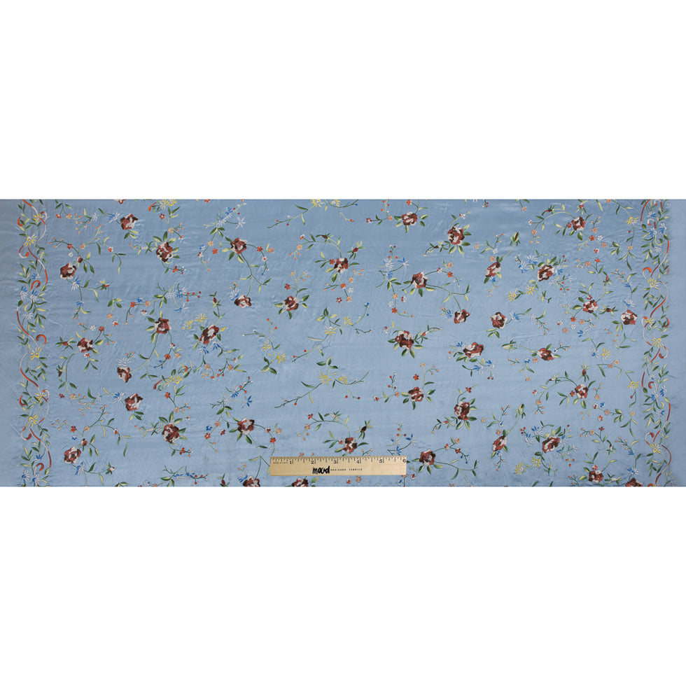 Powder Blue Floral Embroidered Silk Woven Full