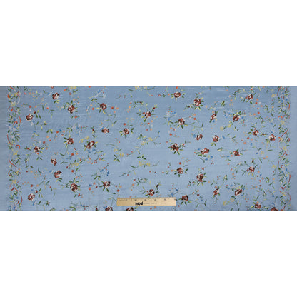 Powder Blue Floral Embroidered Silk Woven Full