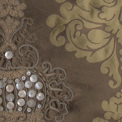 Elmwood Green Embroidered Silk Twill Brocade - Detail