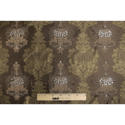 Elmwood Green Embroidered Silk Twill Brocade - Full