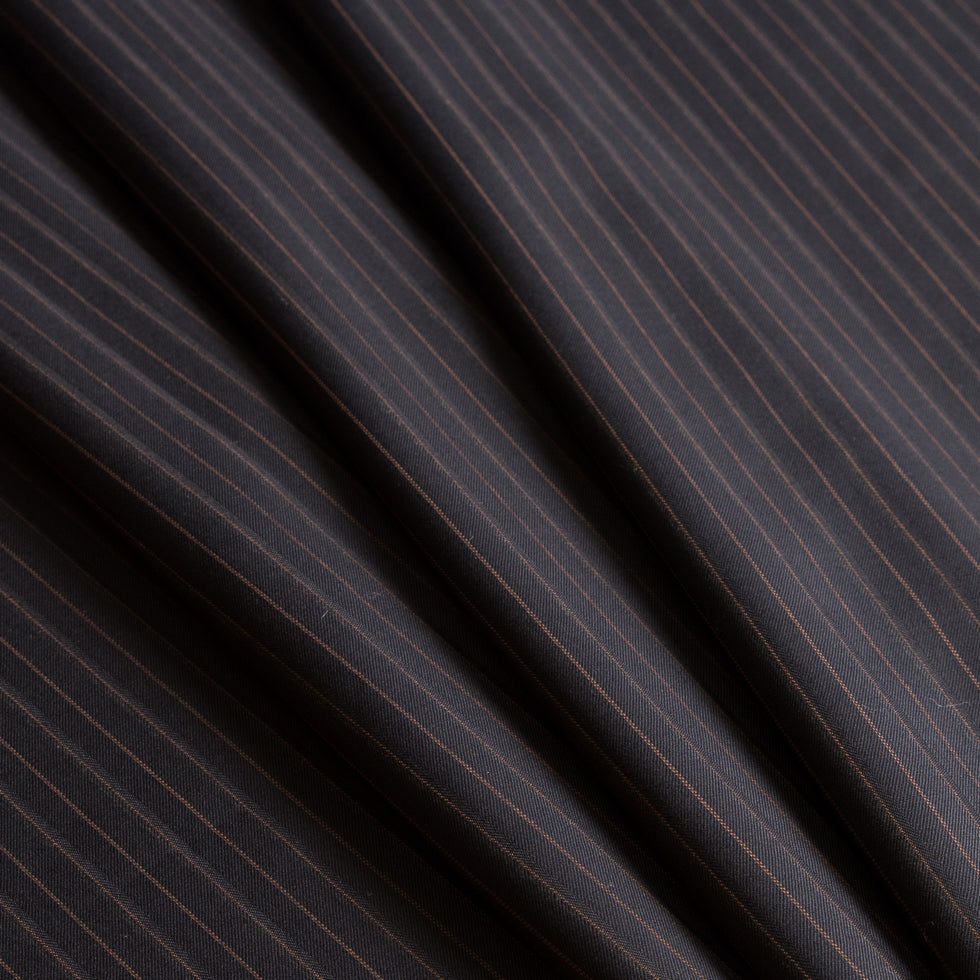 Quality Blue/Orange Pinstriped Super 180 Wool Suiting Folded