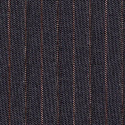 Quality Blue/Orange Pinstriped Super 180 Wool Suiting Detail