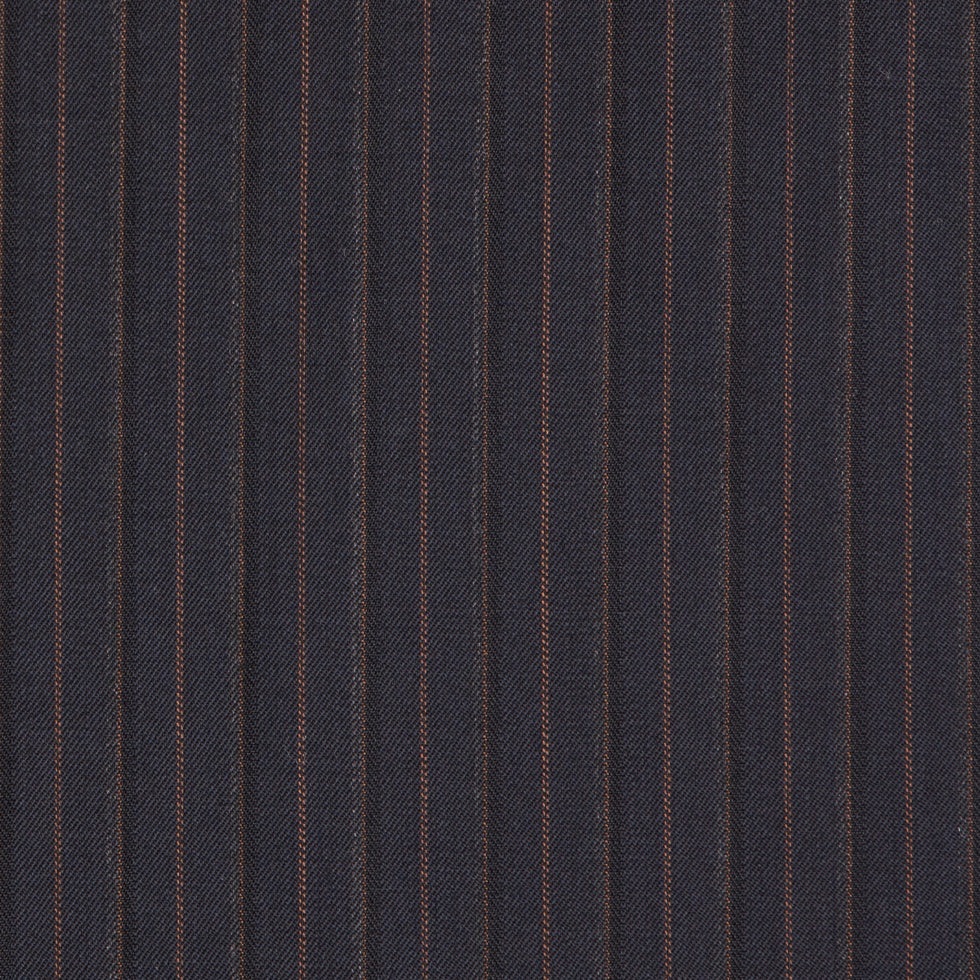 Quality Blue/Orange Pinstriped Super 180 Wool Suiting