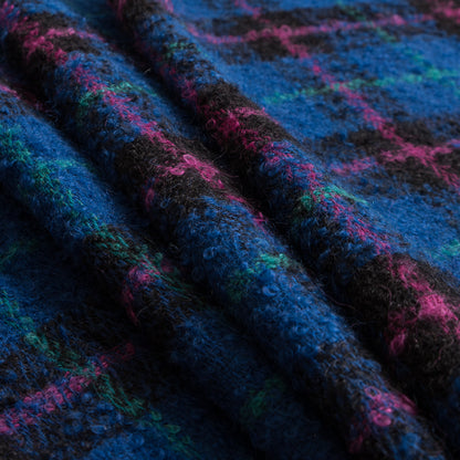 Imperial Blue/Fuchsia Plaid Wool Mohair Folded