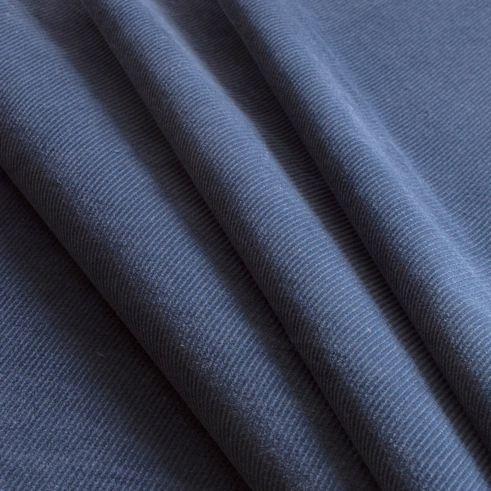 Deep Navy Cotton Twill Velvet Folded