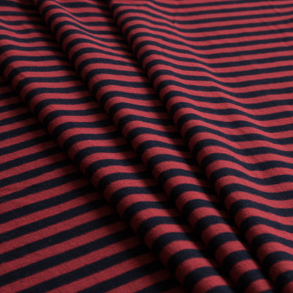 Red/Navy Striped Cotton Jersey Knit Folded