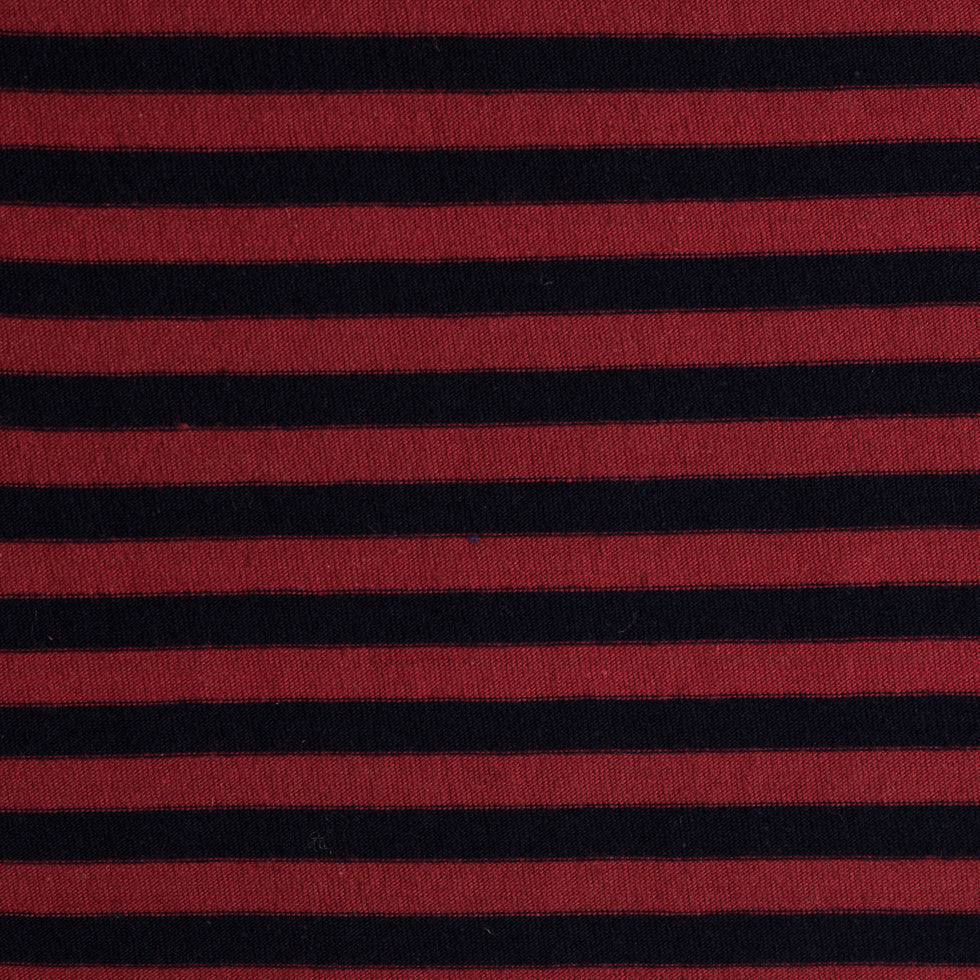 Red/Navy Striped Cotton Jersey Knit
