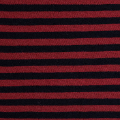 Red/Navy Striped Cotton Jersey Knit