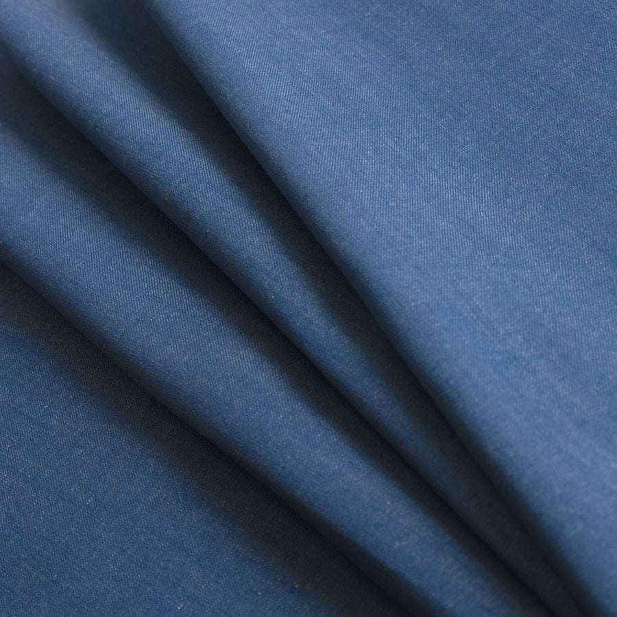 Japanese Palace Blue Stretch Cotton Denim Folded