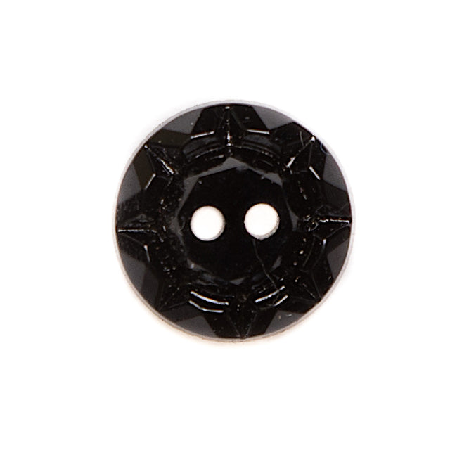 Glass 2-Hole Button - 22L/14mm - Black Pie Crust Rim