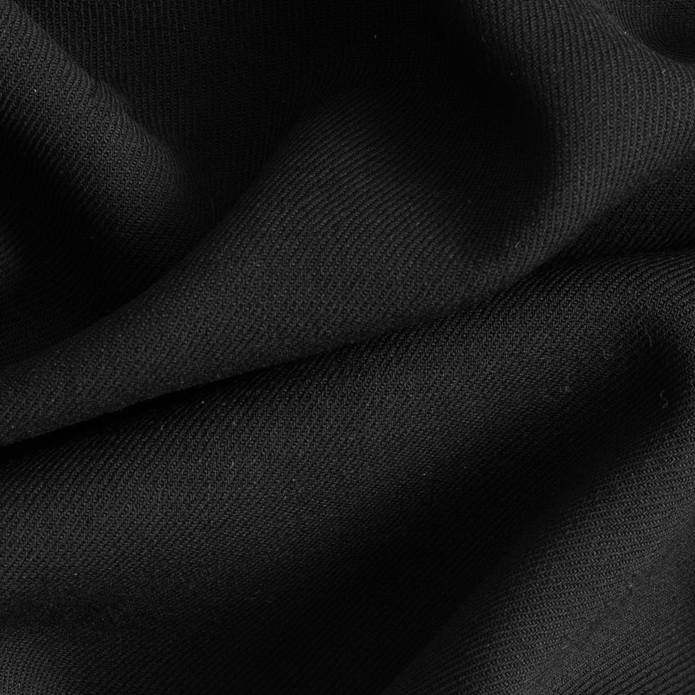 Italian Black Wool Double Cloth Twill/Crepe - Full