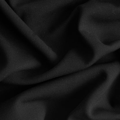 Italian Black Wool Double Cloth Twill/Crepe
