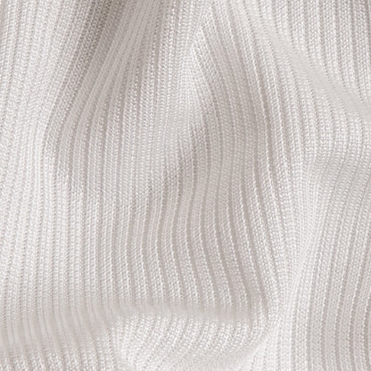 Italian White Creme Stretch Viscose Ribbed Knit Detail