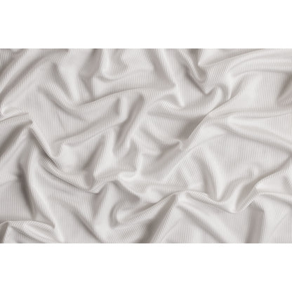 Italian White Creme Stretch Viscose Ribbed Knit Full
