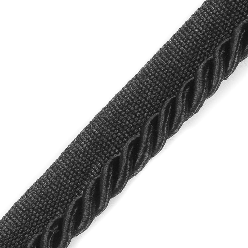 Black Cotton Blend Twisted Cord Trim - 0.25" Detail
