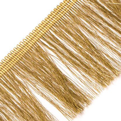Gold Metallic Polyester Fringe Trim - 2.25" Detail
