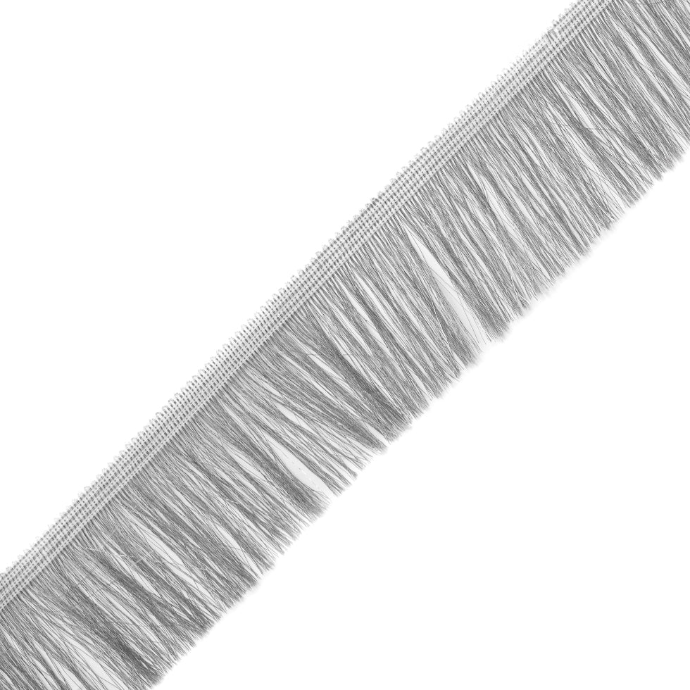Silver Metallic Polyester Fringe Trim - 2.25"
