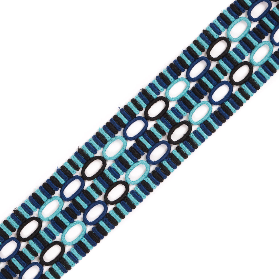 Black and Blue Venise Lace Trimming - 2.75"