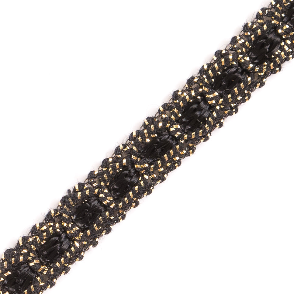 0.375" Black/Gold Braided Trim Detail