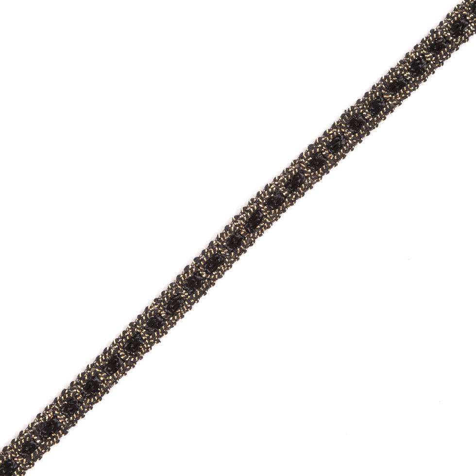 0.375" Black/Gold Braided Trim