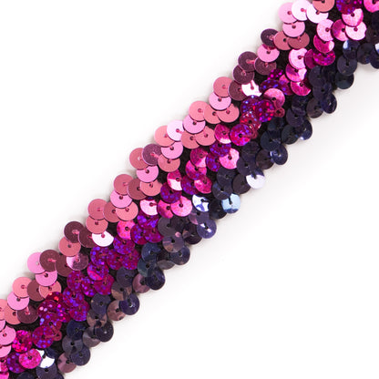 Pink and Purple Stretch Sequin Trim - 1" Detail