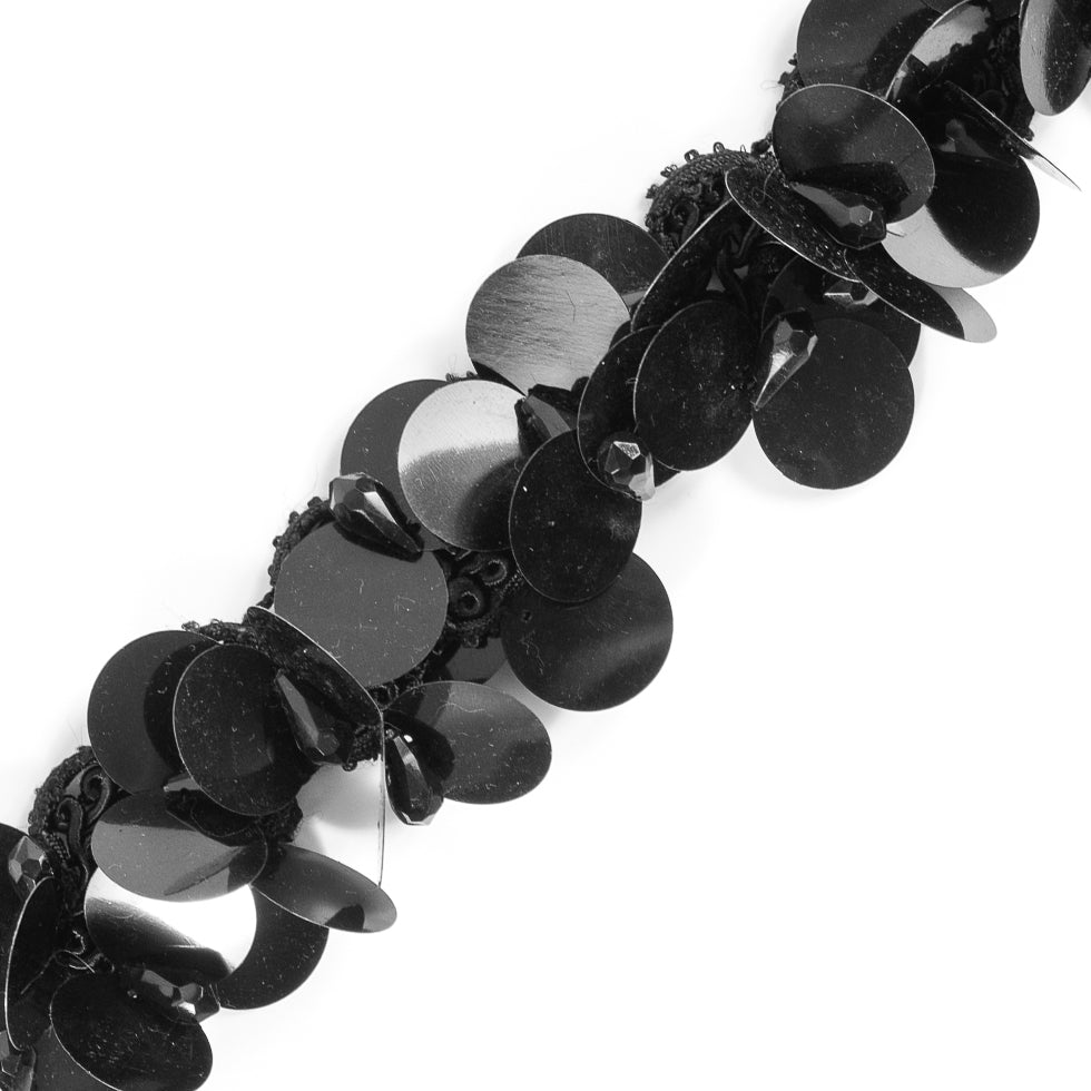 Black Braided Trim With Paillettes - 1 - Detail