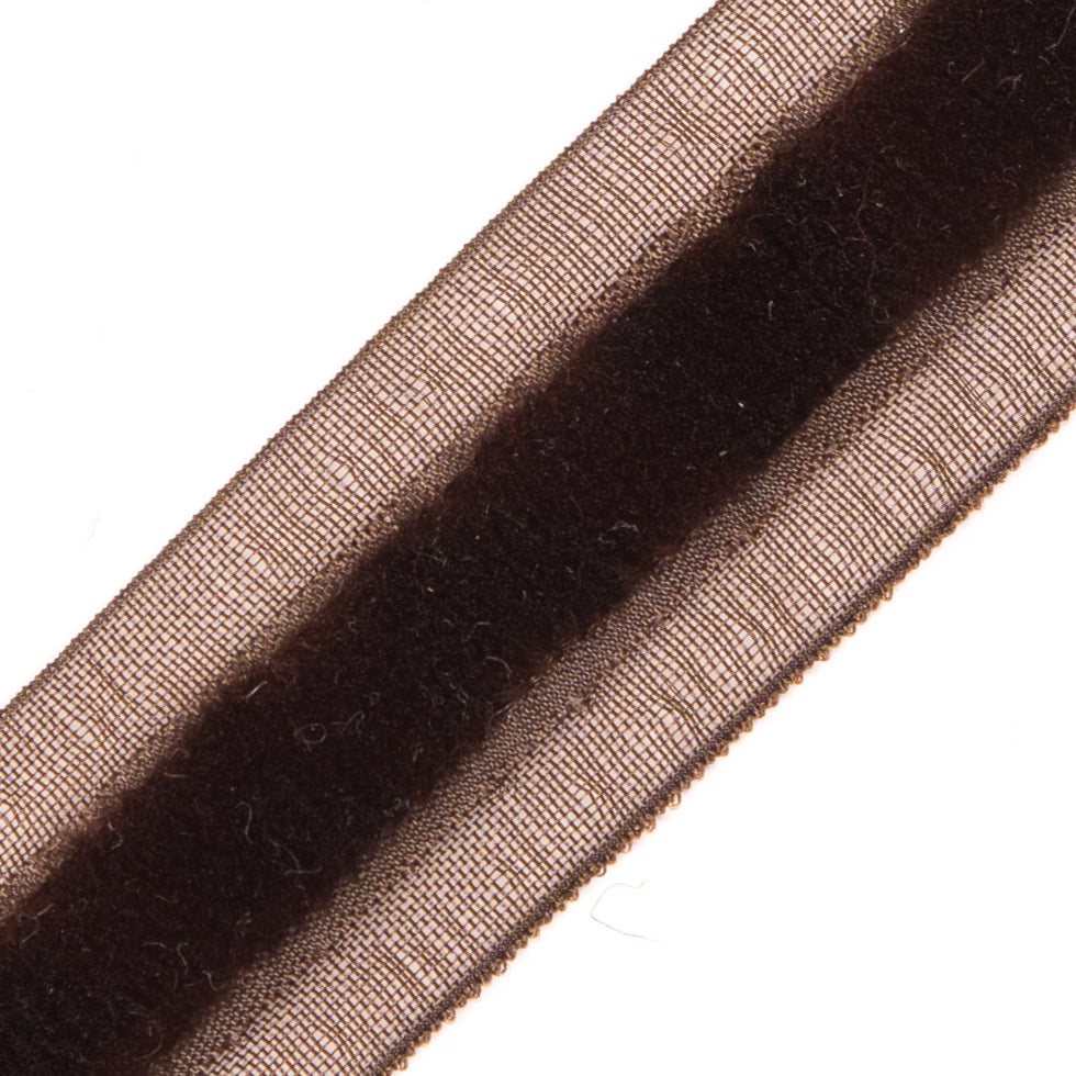 Brown Velvet and Sheer Ribbon - 0.625 - Detail
