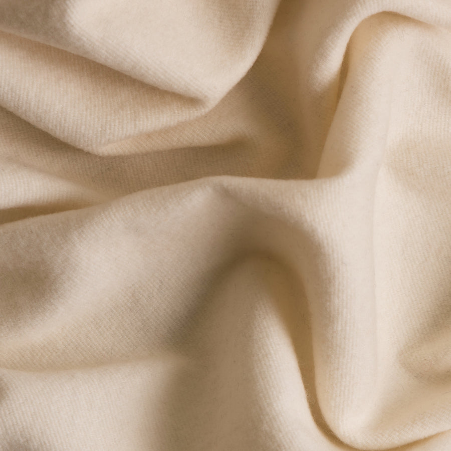 Cream Blended Brushed Wool Twill