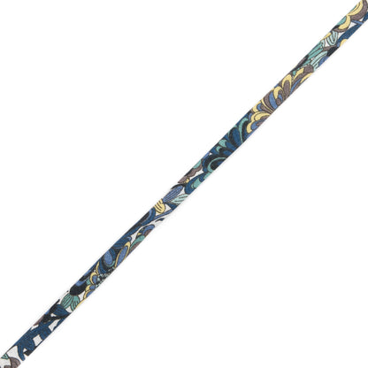Italian Blue and Teal Floral Cotton Tubing - 0.25"
