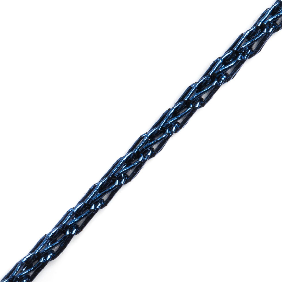 Italian Metallic Navy Crochet Chain - 0.125" Detail