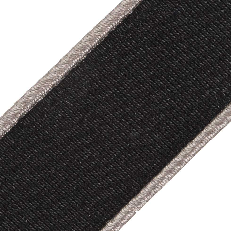 Black Grosgrain with Silver Satin Piped Edges - 1.25" Detail