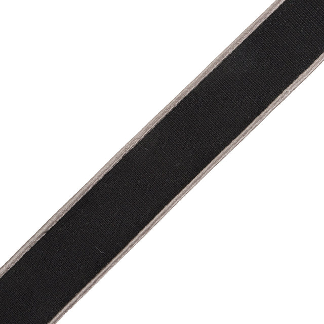 Black Grosgrain with Silver Satin Piped Edges - 1.25"
