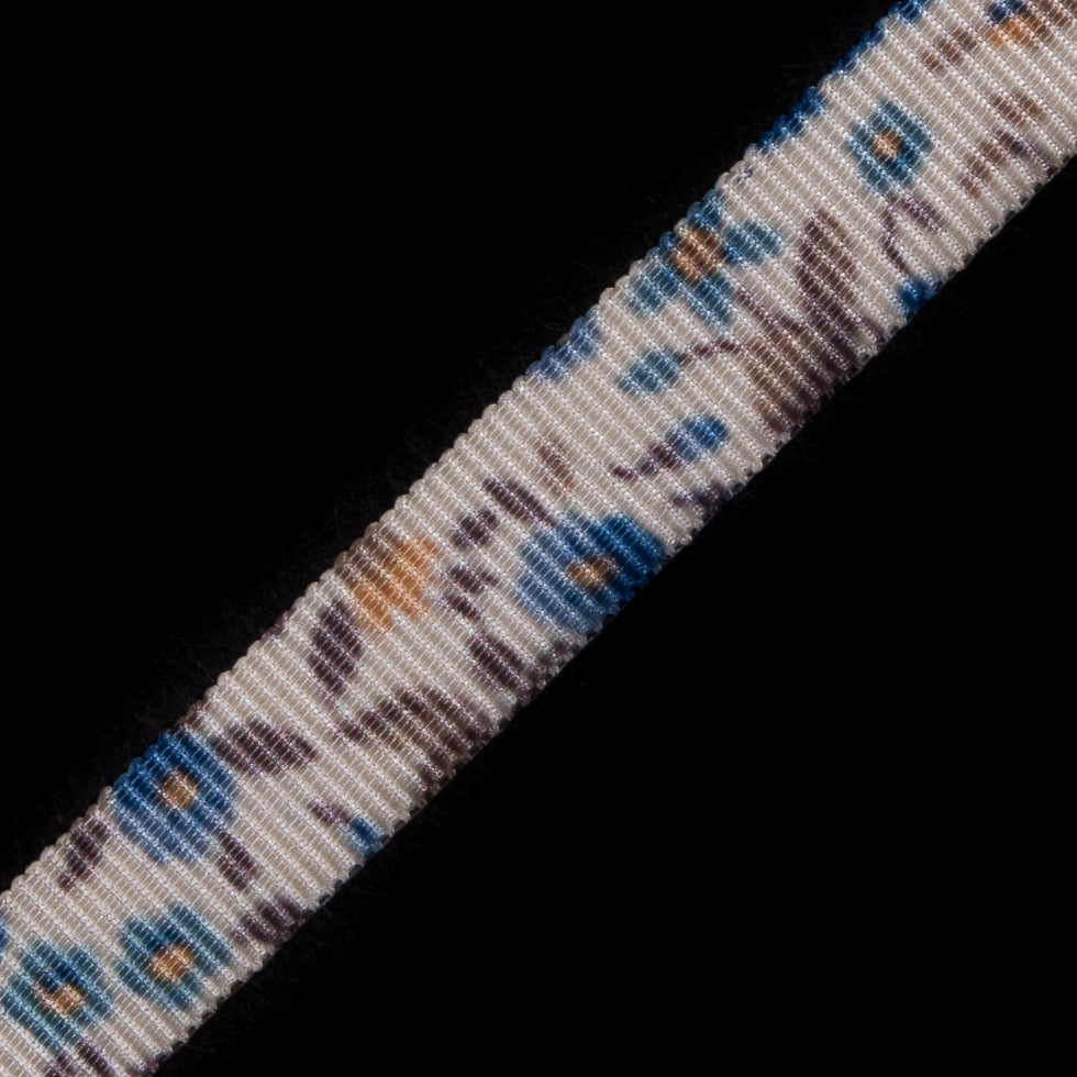 Blue Floral Printed Grosgrain Ribbon - 0.375" Detail