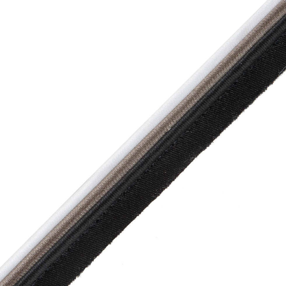 Italian Black, Gray and White Satin Piping - 0.375" Detail